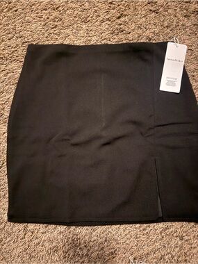 Black Mini Skirt with Front Slit